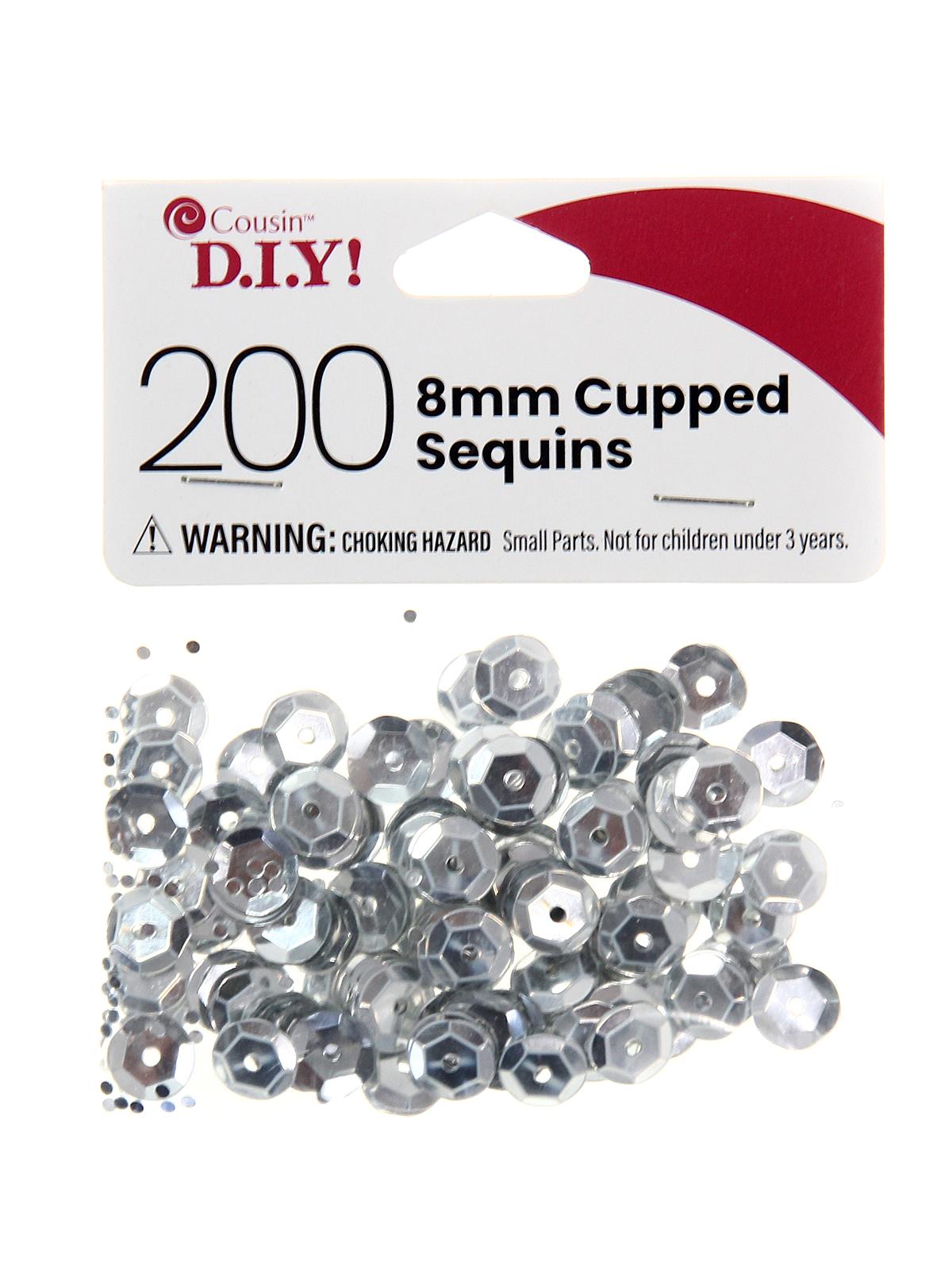Cupped Sequins silver 8 mm pack of 200