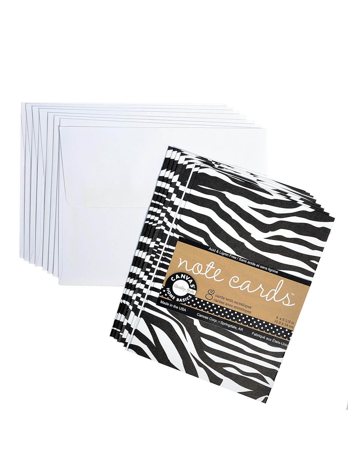 Packaged Cards And Envelopes Note Cards With Envelope Black And White Zebra 4 In. X 5 1 2 In. Pack Of 8