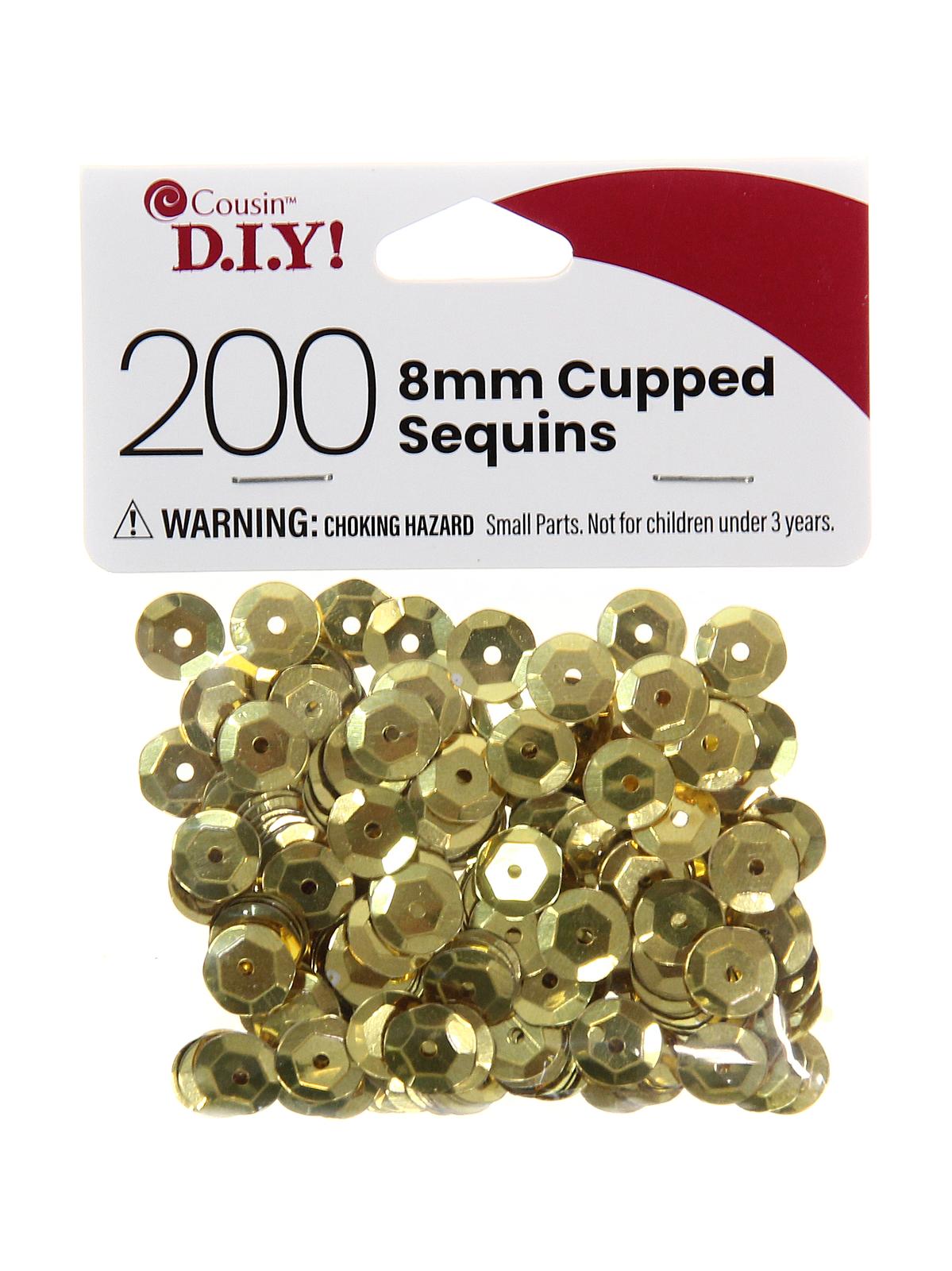 Cupped Sequins gold 8 mm pack of 200