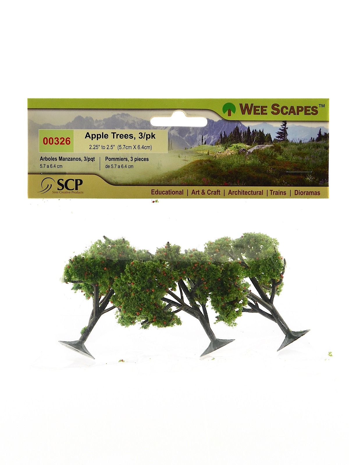Architectural Model Trees Apple Trees 2 1 4 In. - 2 1 2 In. Pack Of 3