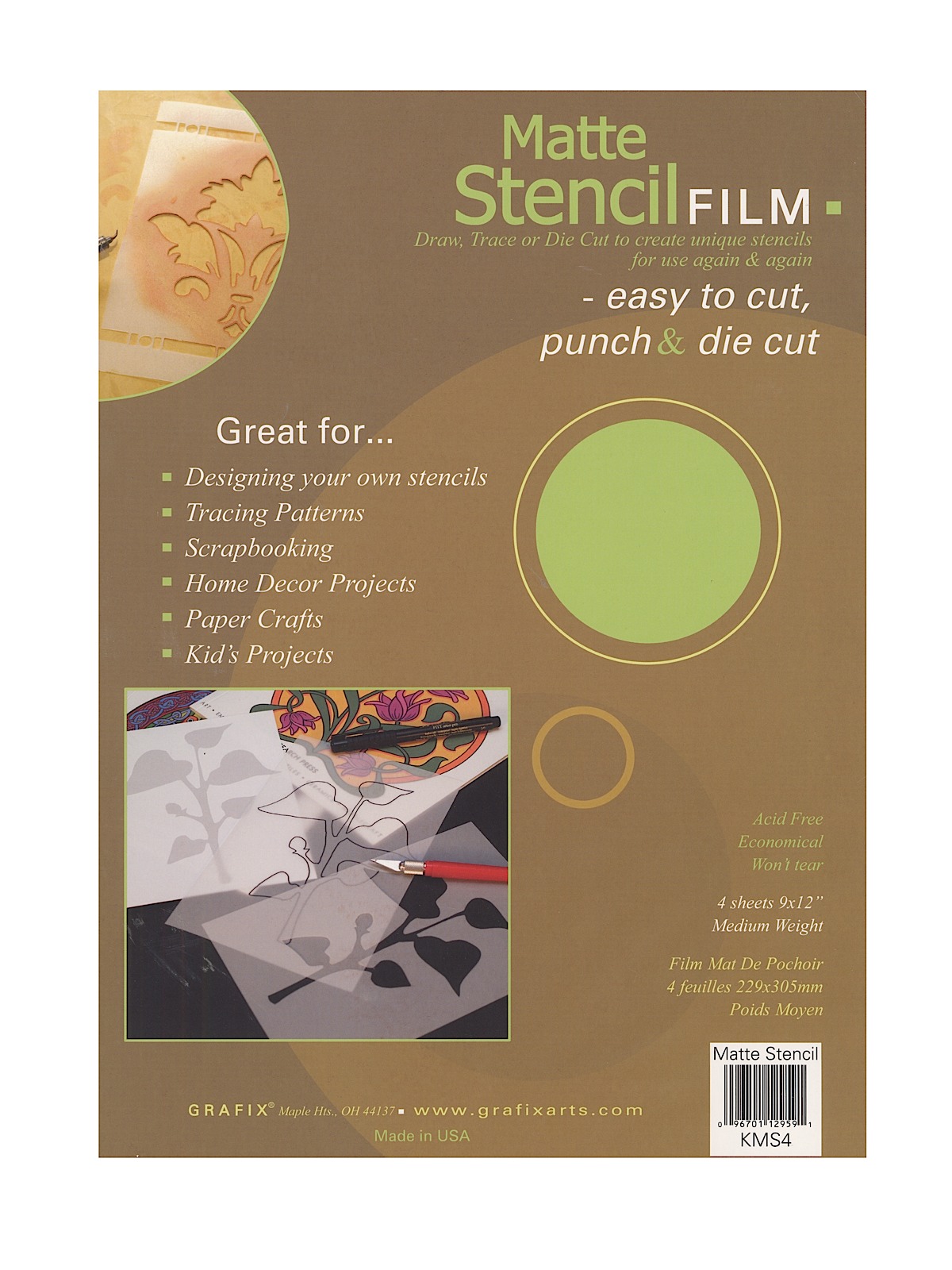 Stencil Film Frosted Matte 9 In. X 12 In. Pack Of 4
