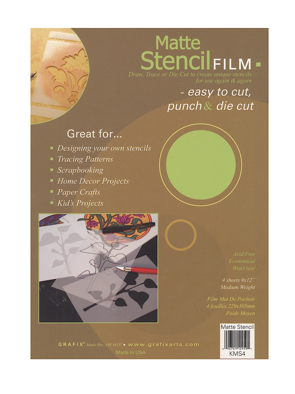 Stencil Film frosted matte 9 in. x 12 in. pack of 4