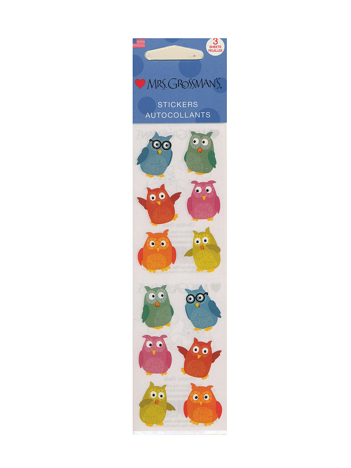 Regular Sticker Packs Standard Chubby Owls 3 Sheets