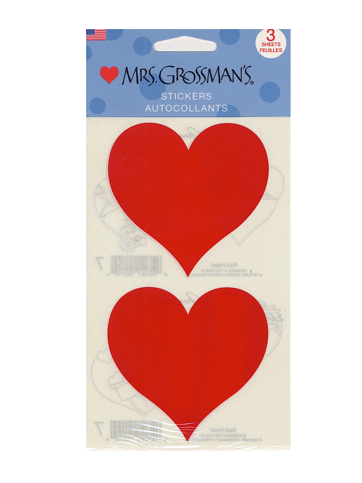Giant Sticker Packs Standard Red Hearts 3 Sheets