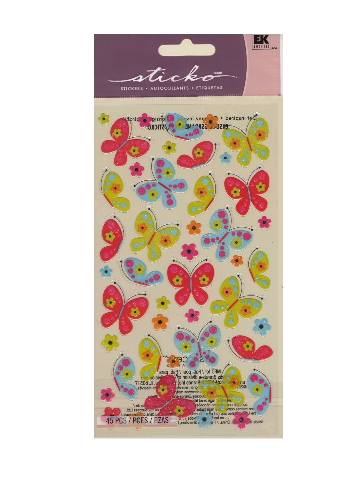 Classic Stickers Acetate Spicy Butterflies 39 Pieces