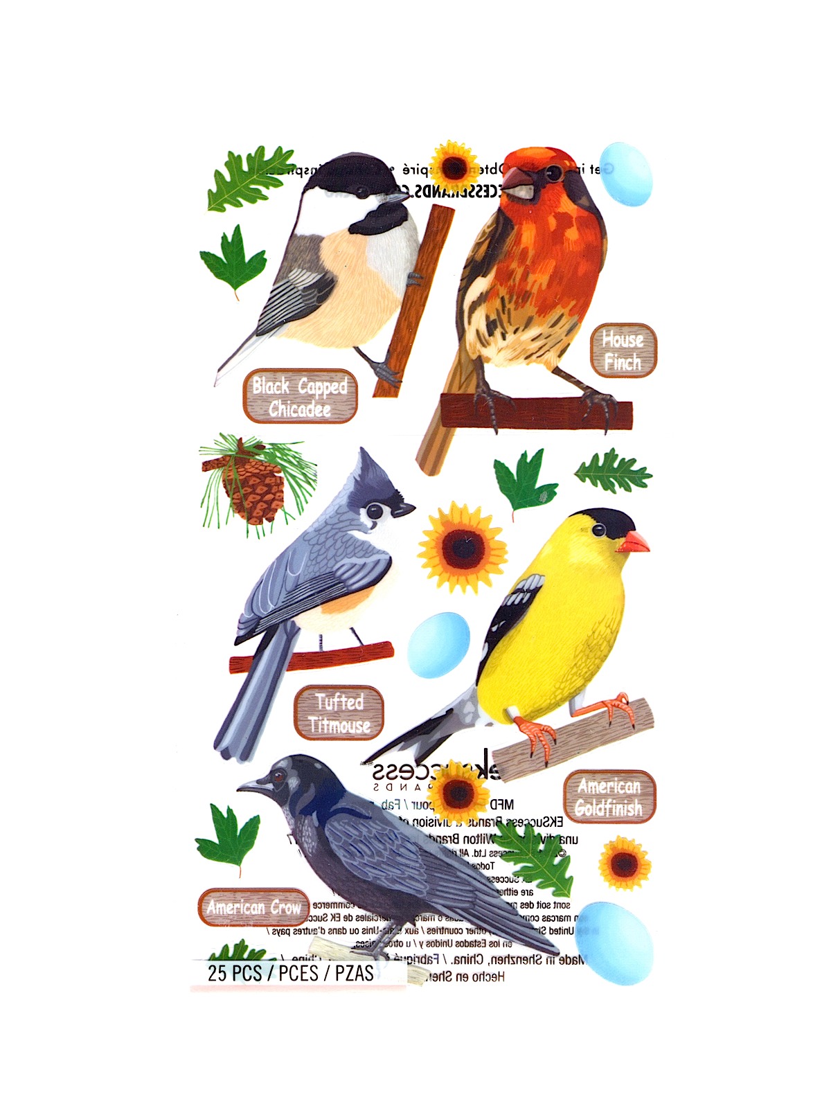 Classic Stickers Acetate Top U.s. Birds 2 21 Pieces