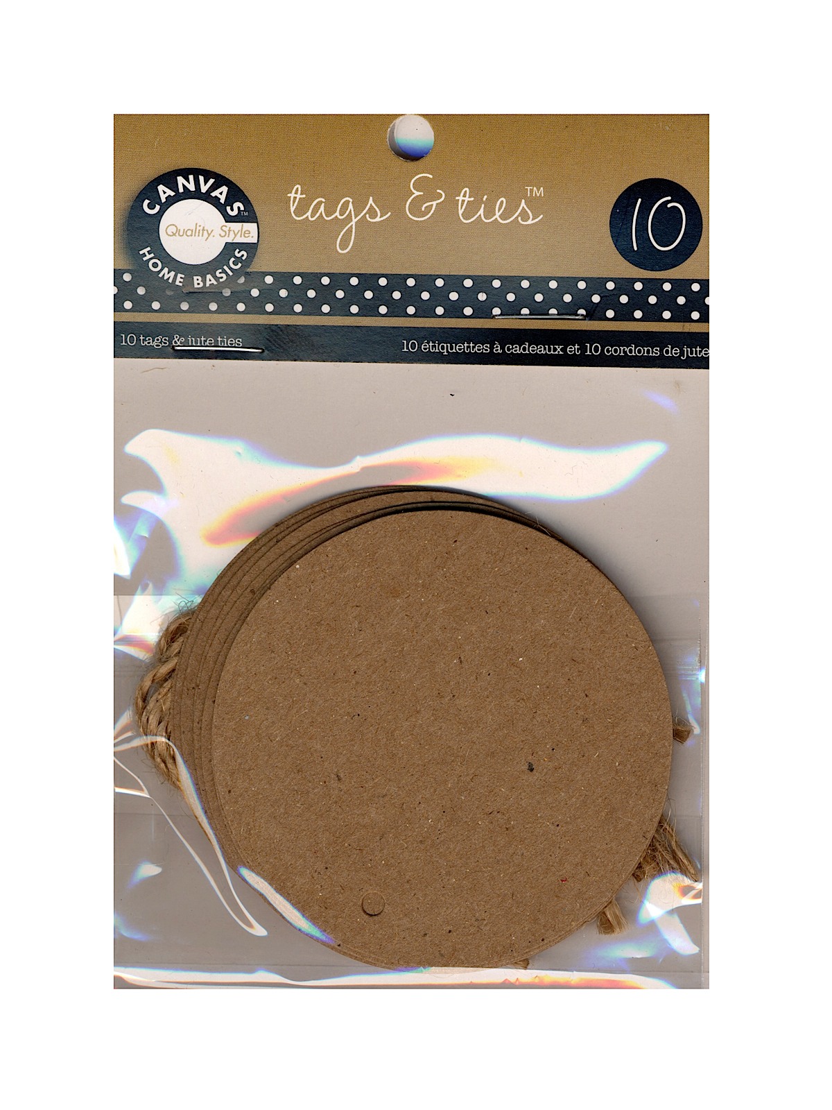 Tags with Jute Ties round kraft pack of 10