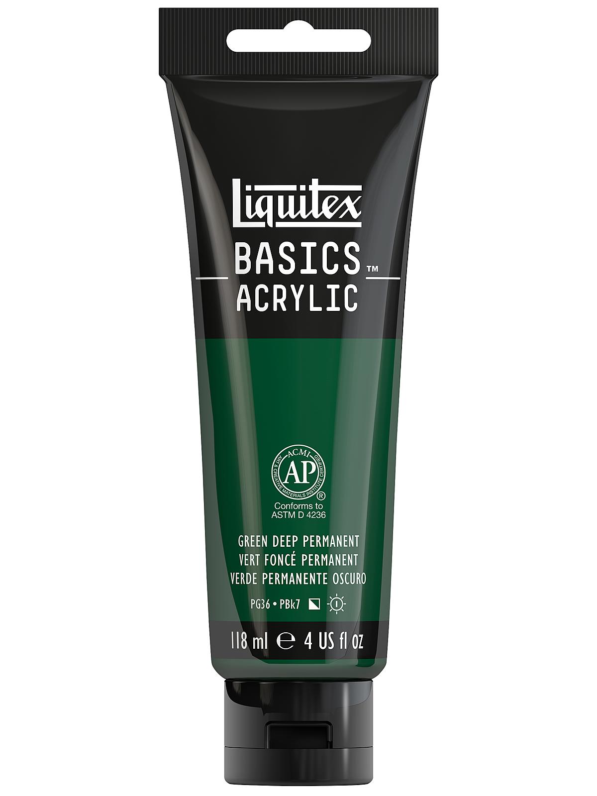 Basics Acrylics Colors deep green permanent 4 oz. tube