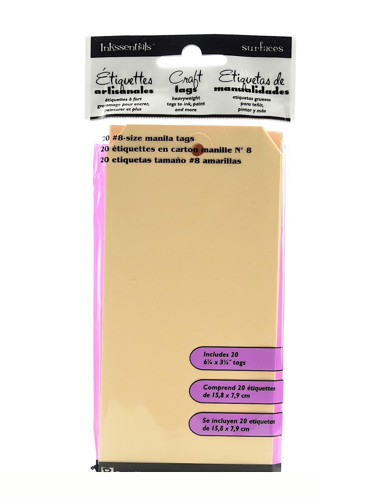 Inkssentials Craft Tags manila #8 6 1 4 in. x 3 1 8 in. pack of 20