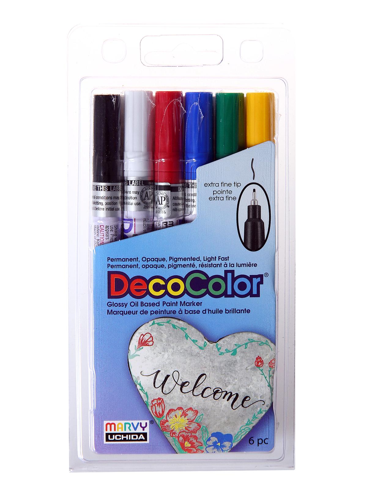Decocolor Paint Marker Sets Extra Fine Primary Set Of 6