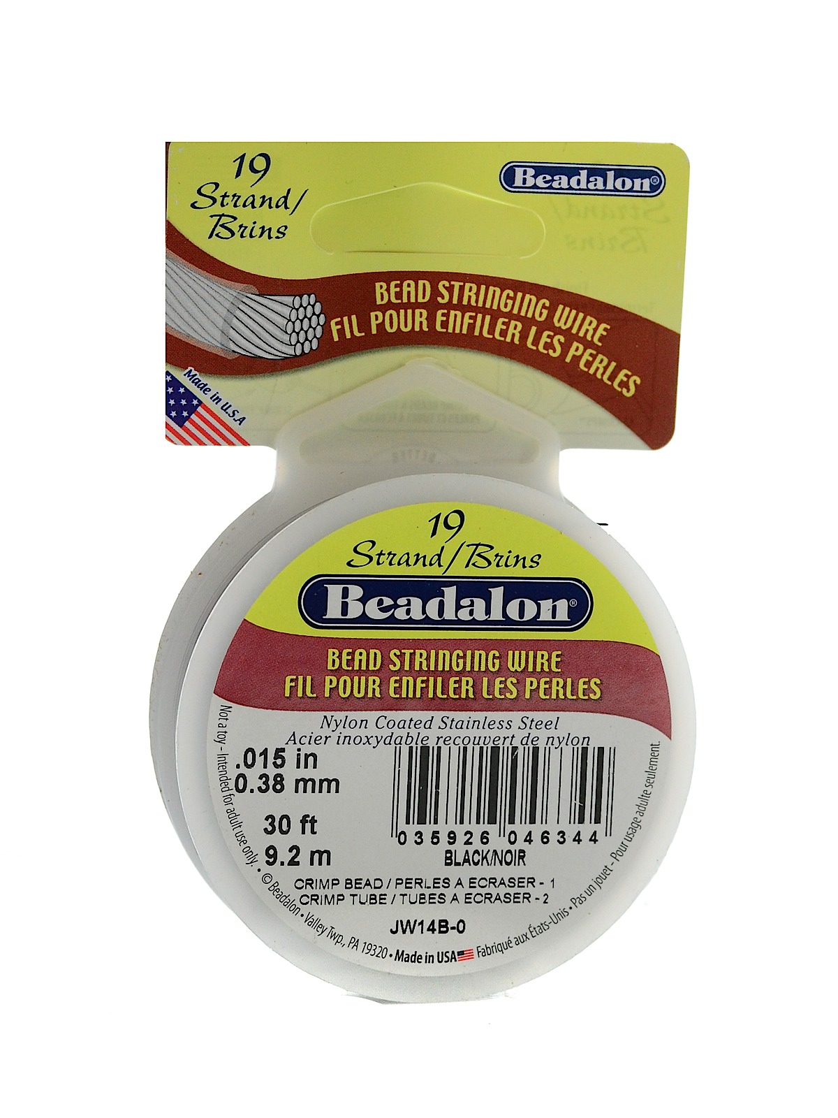 19 Strand Bead Stringing Wire black .015 in. (0.38 mm) 30 ft. spool