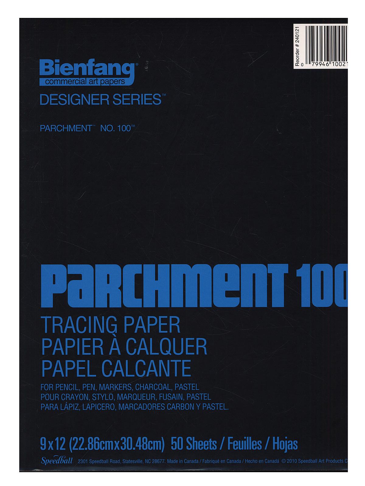 Parchment 100 Tracing Paper 9 In. X 12 In. Pad Of 50 Sheets