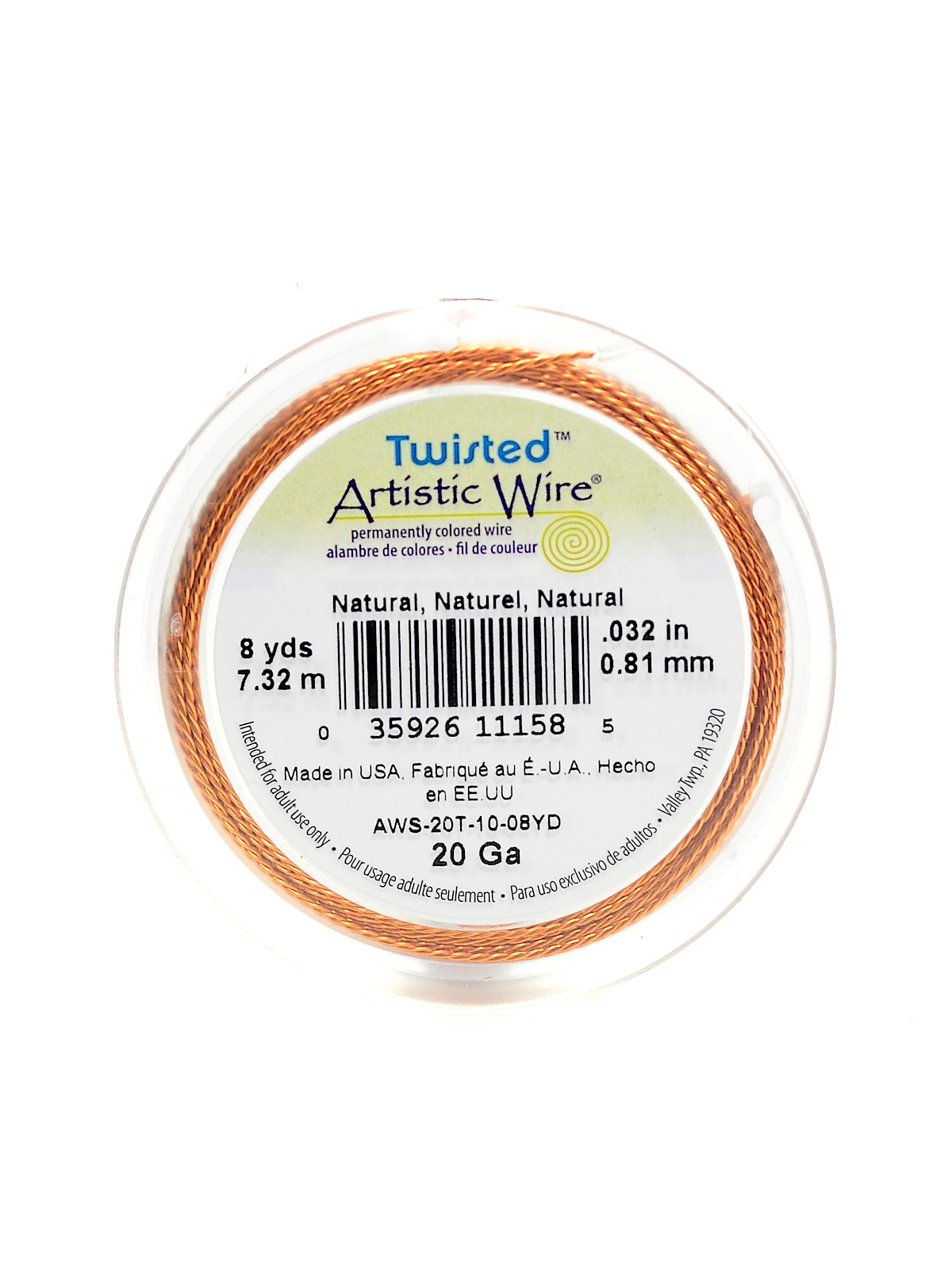 Twisted Wire Natural (Enamel Coated Copper) 20 gauge 8 yd. spool