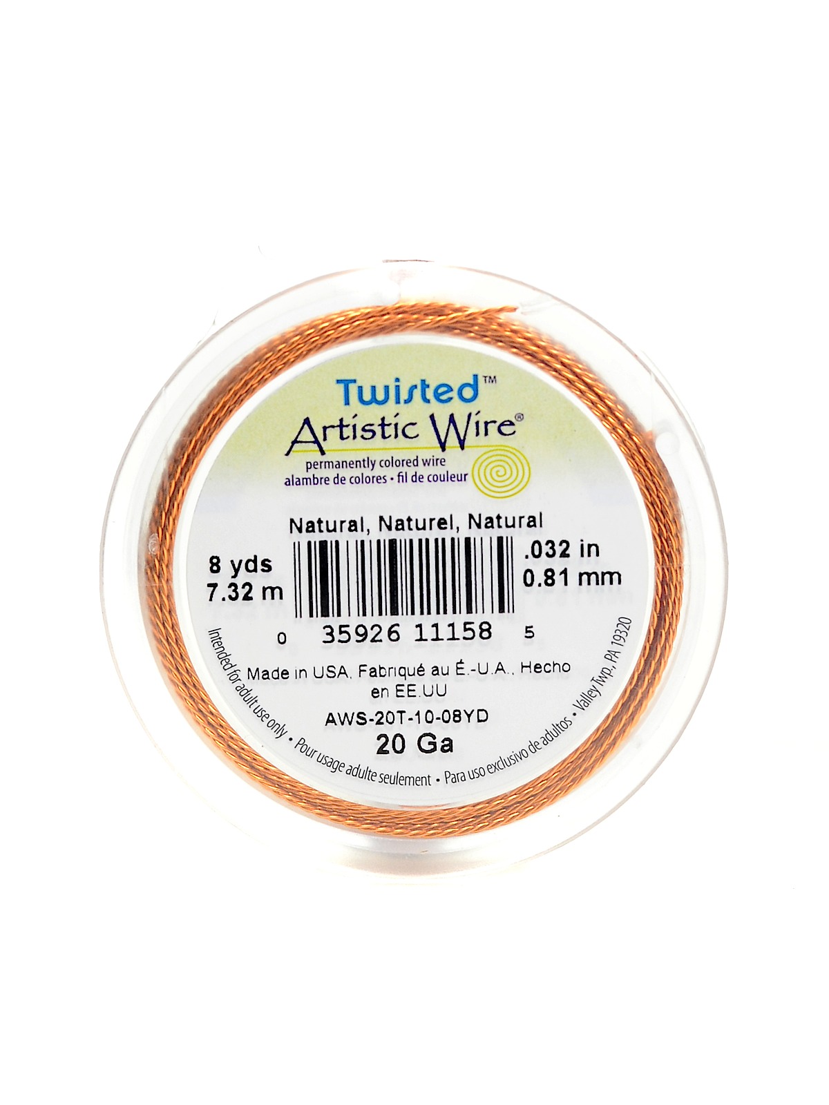 Twisted Wire Natural (Enamel Coated Copper) 20 Gauge 8 Yd. Spool