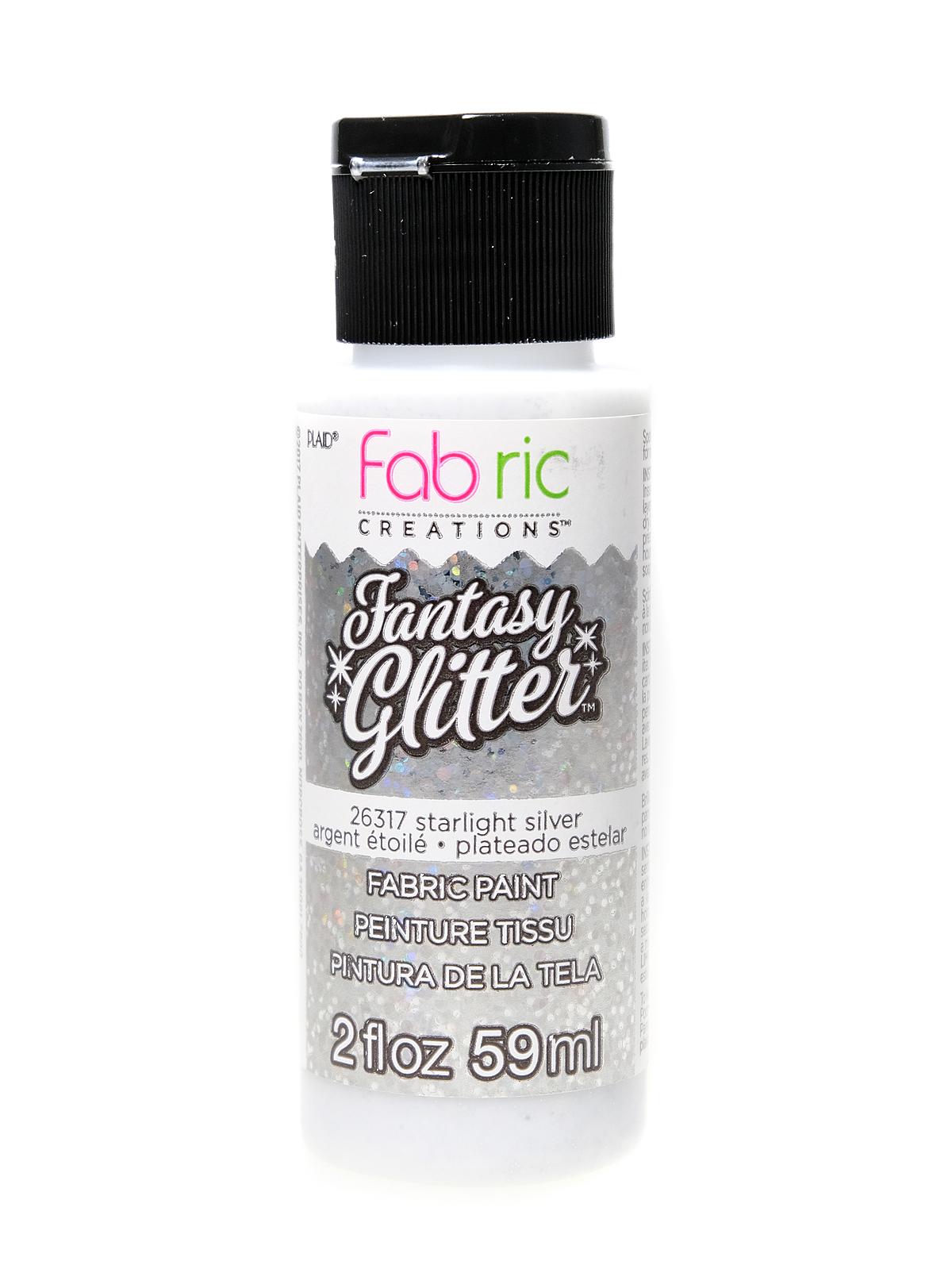 Fantasy Glitter Fabric Paints Starlight Silver 2 Oz.