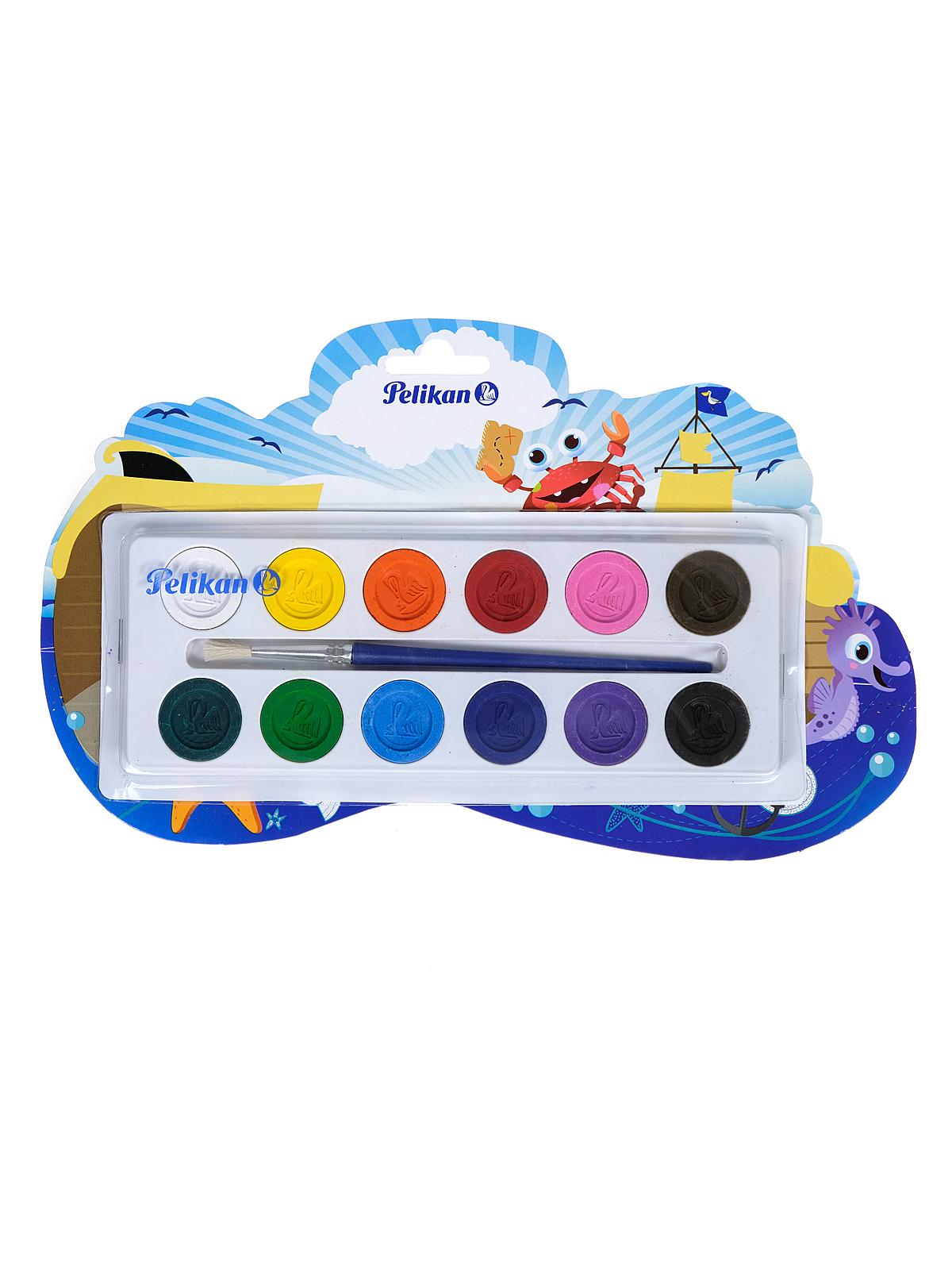 Washable Watercolor & Brush Sets 12 colors