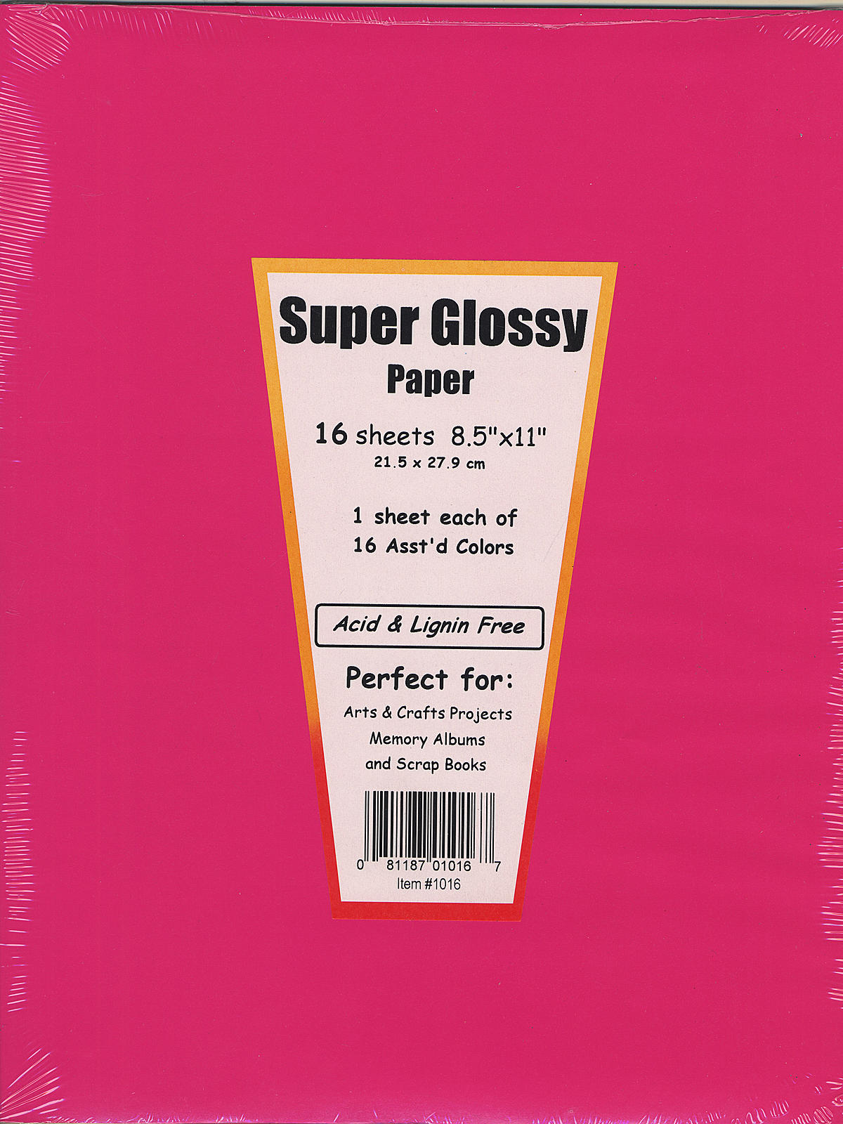 Super Glossy Paper 8 1 2 in. x 11 in. assorted colors pack of 16