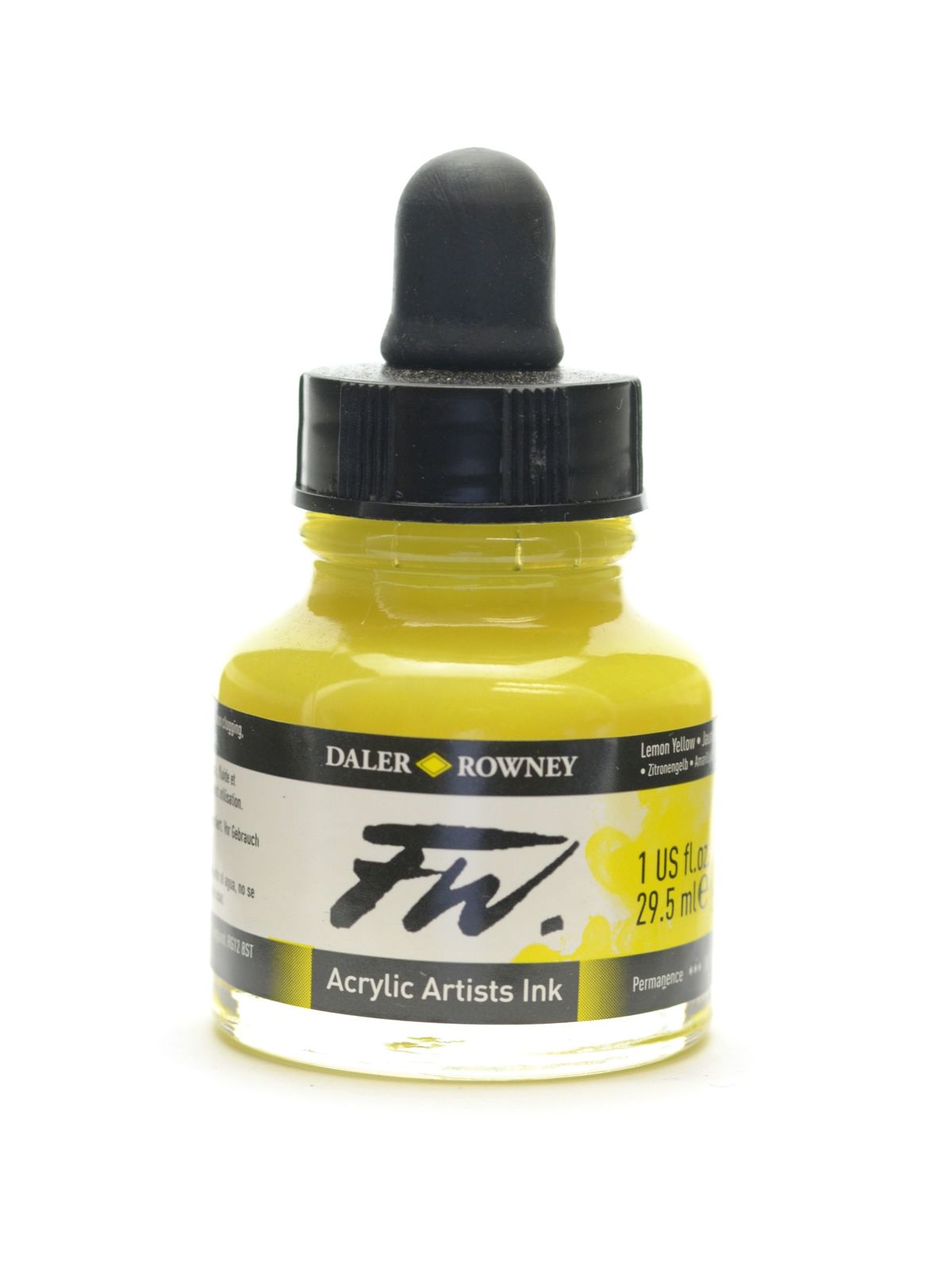 FW Artists' Ink lemon yellow 1 oz.