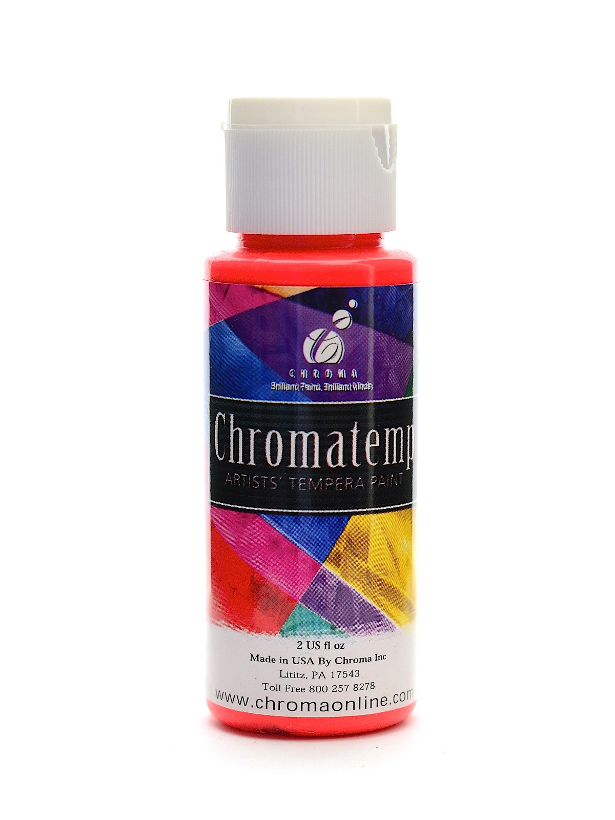 ChromaTemp Artists' Tempera Paint Fluorescent Red 2 Oz.