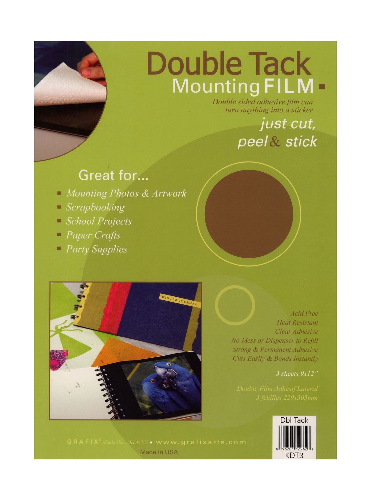 Double Tack Mounting Film 9 in. x 12 in. pack of 3
