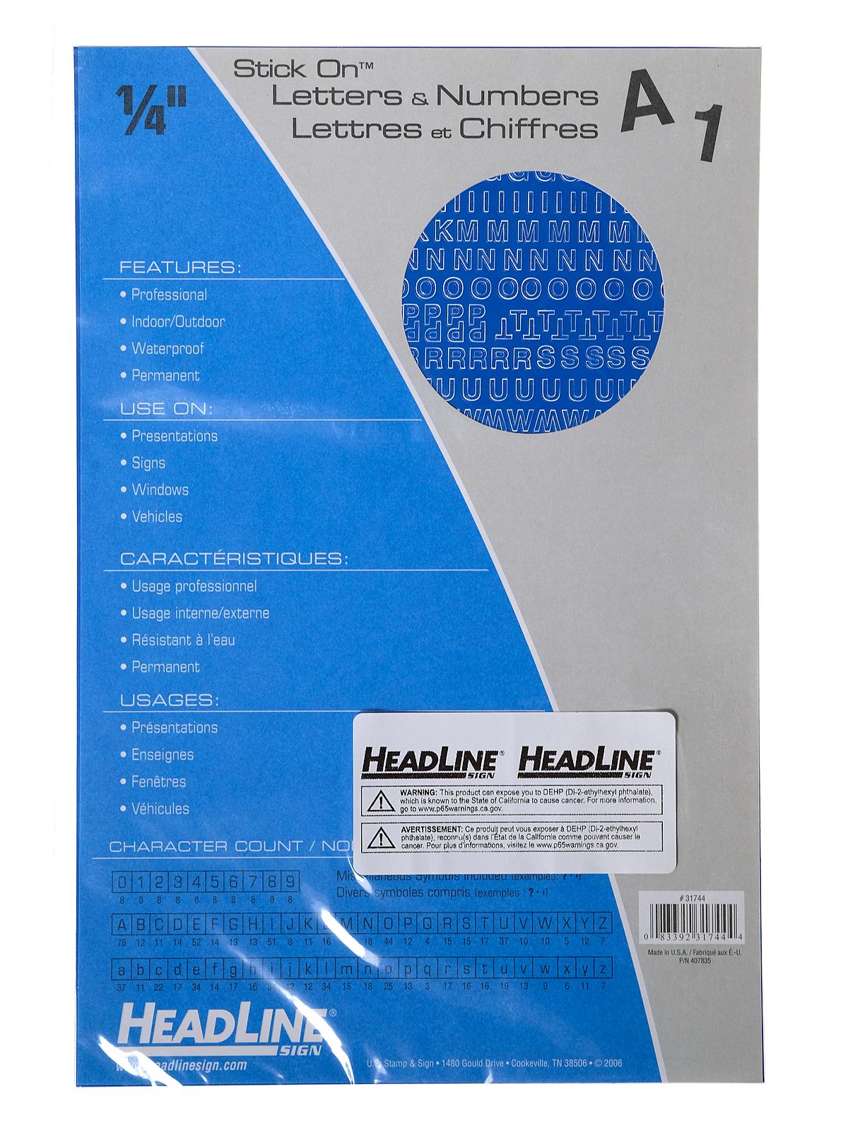 Blue Vinyl Stick-On Letters 1 4 in. Helvetica capitals and numbers