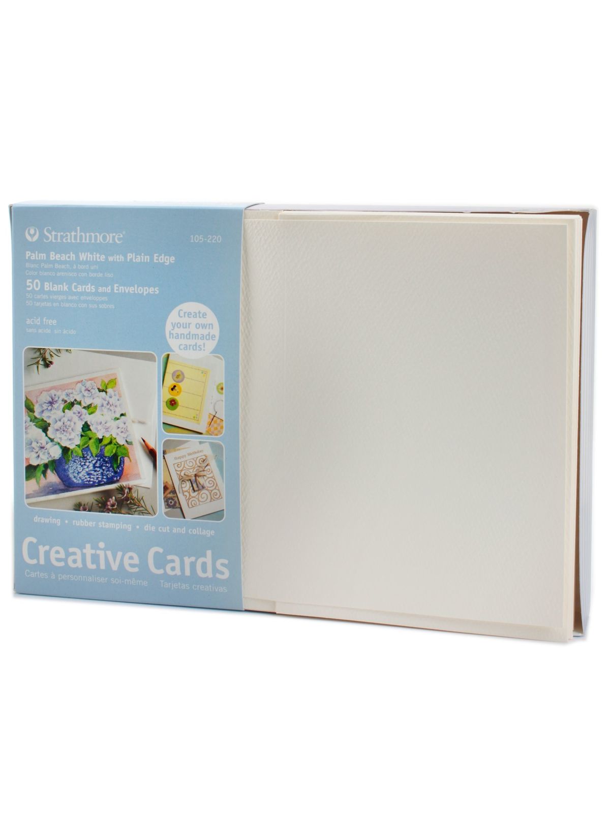 Blank Greeting Cards with Envelopes Palm Beach white with no deckle pack of 50
