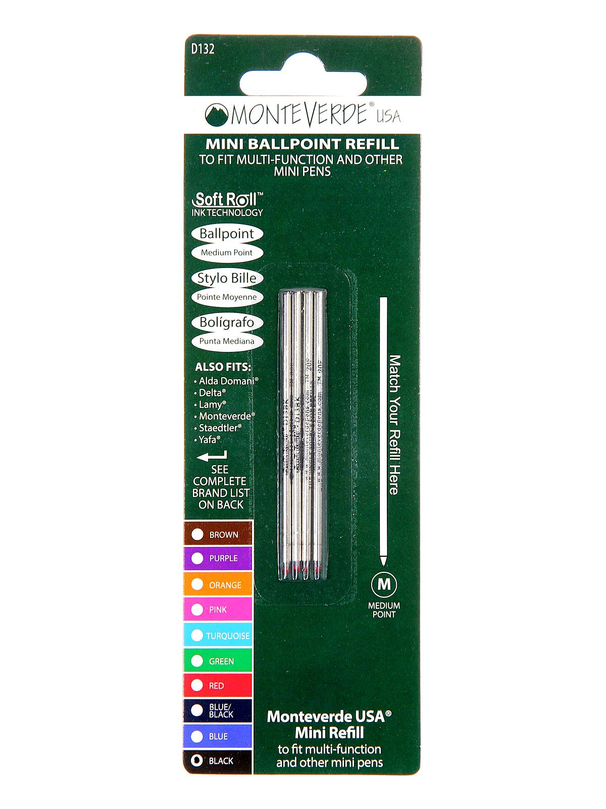 One Touch Stylus Tool Pen Refill medium black pack of 4