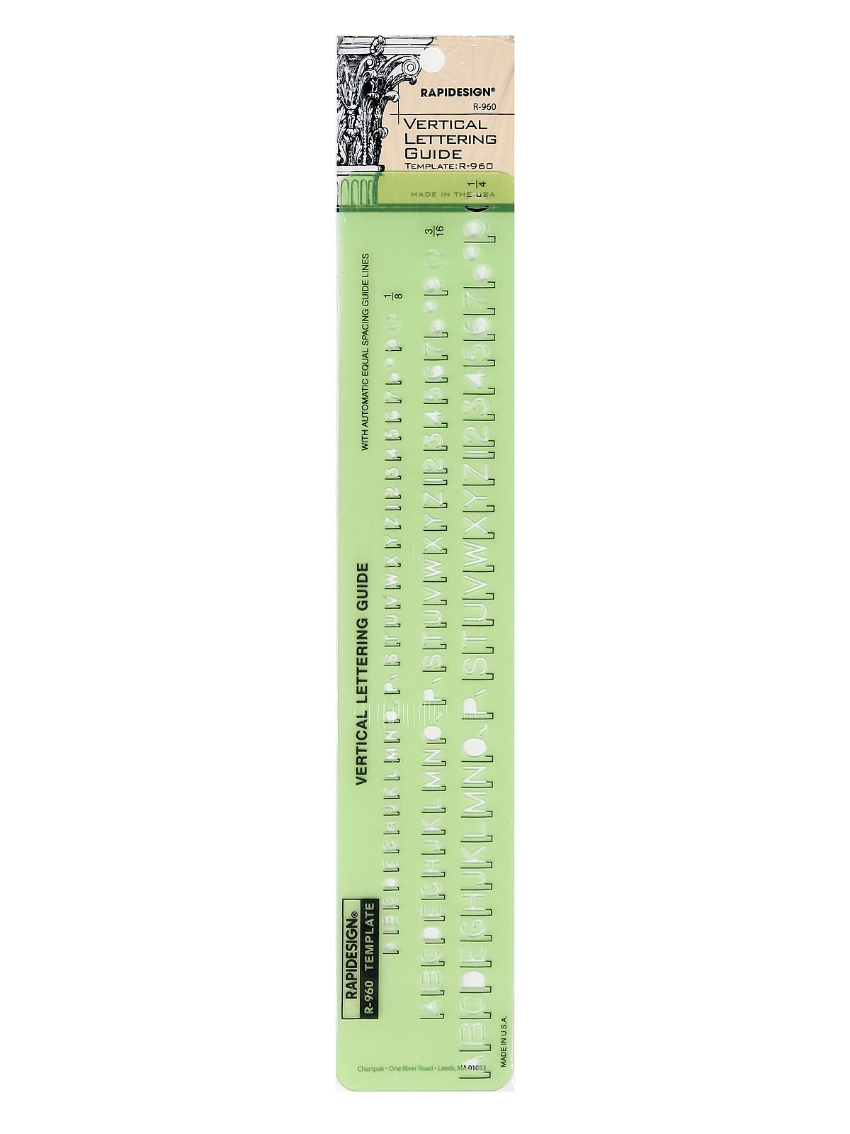 Rapidesign Lettering Guides Gothic Vertical 1 8 In. , 3 16 In. , 1 4 In.