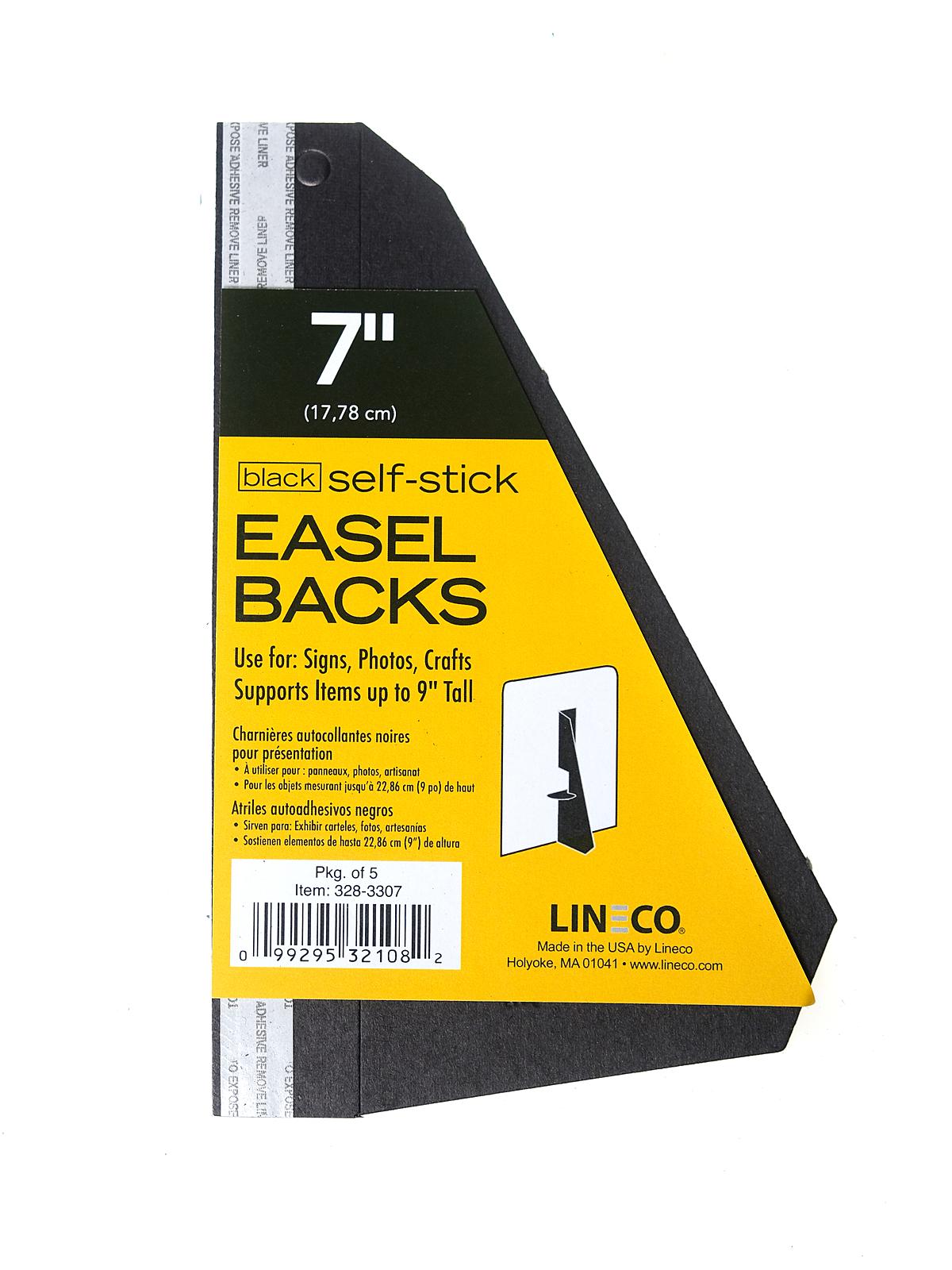 Self Stick Easel Backs Black 7 In. Pack Of 5