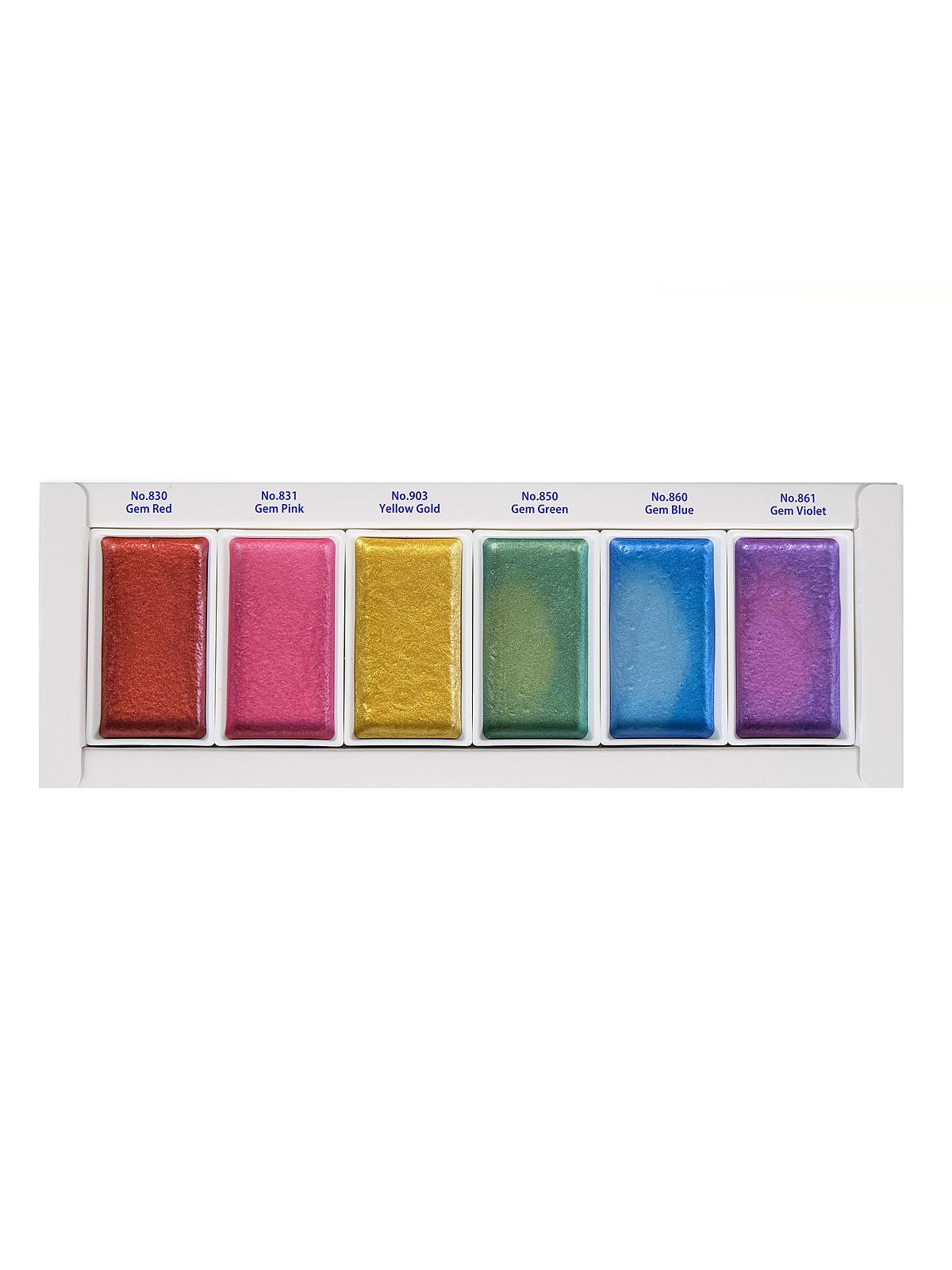 Gansai Tambi Watercolor set of 6 gem colors