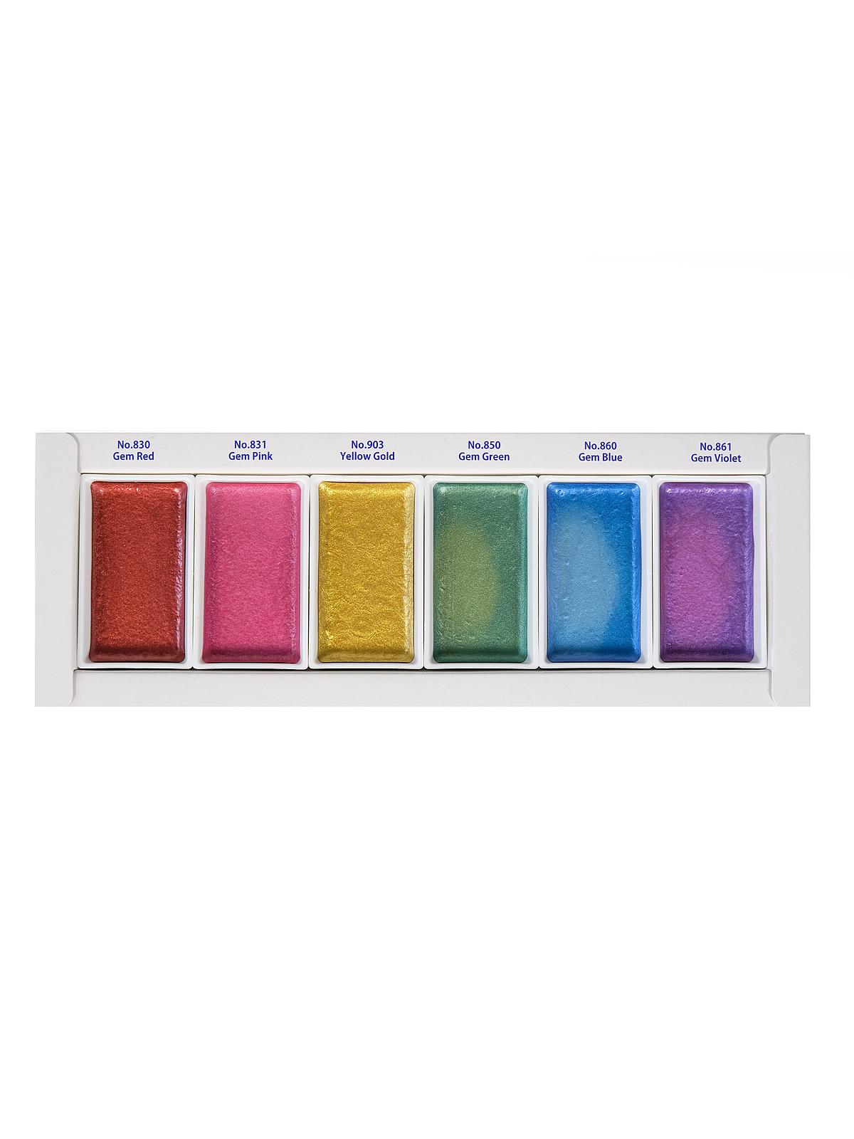 Gansai Tambi Watercolor Set Of 6 Gem Colors