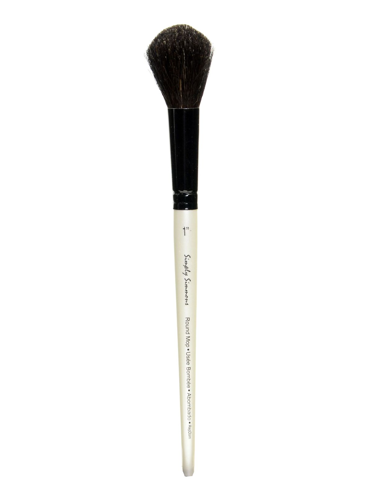 Simply Simmons Watercolor & Acrylic Short-handle Brushes 1 In. Round Mop Natural Black Goat