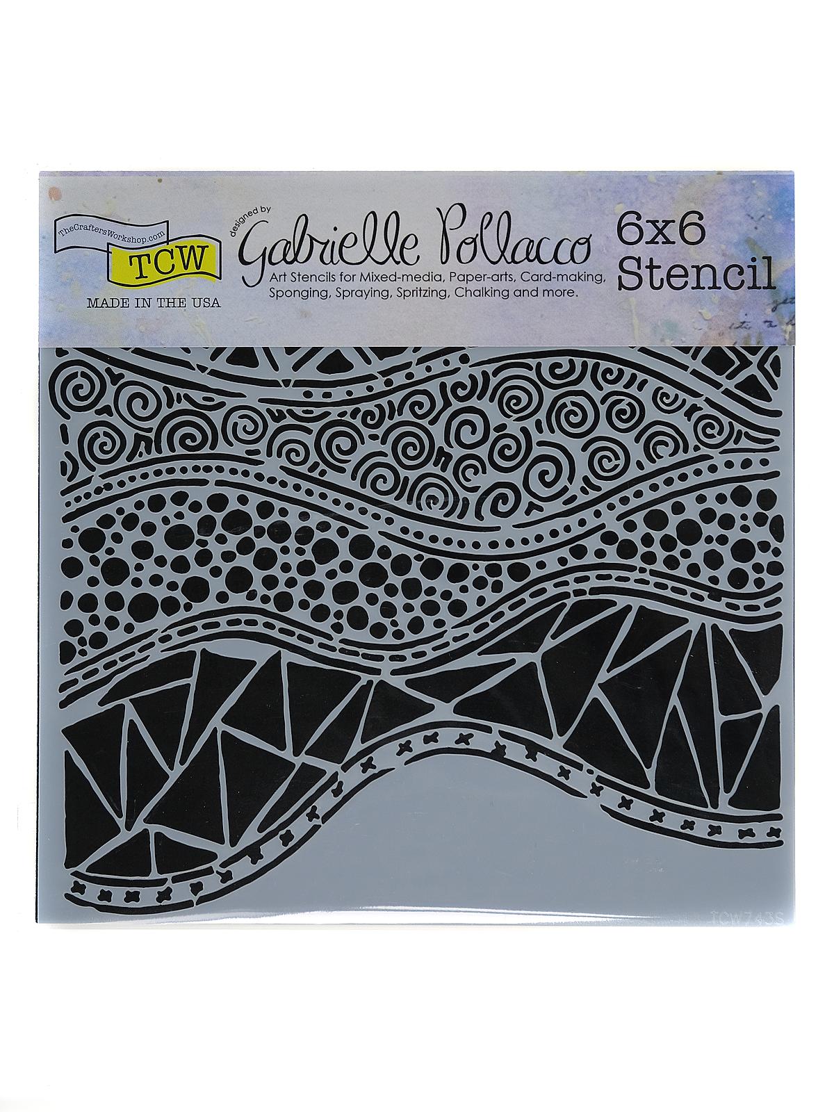 Stencils crazy waves 6 in. x 6 in.