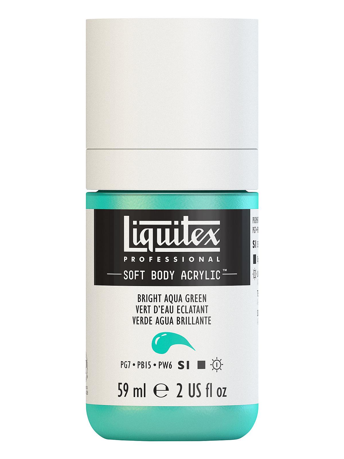Professional Soft Body Acrylic Color Multi Cap Bottles bright aqua green 2 oz.