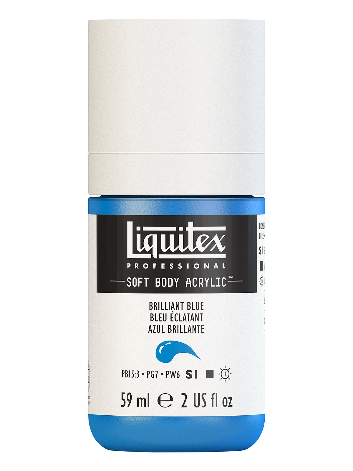 Professional Soft Body Acrylic Color Multi Cap Bottles brilliant blue 2 oz.