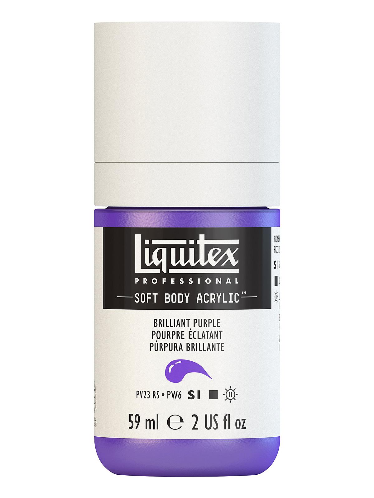 Professional Soft Body Acrylic Color Multi Cap Bottles brilliant purple 2 oz.