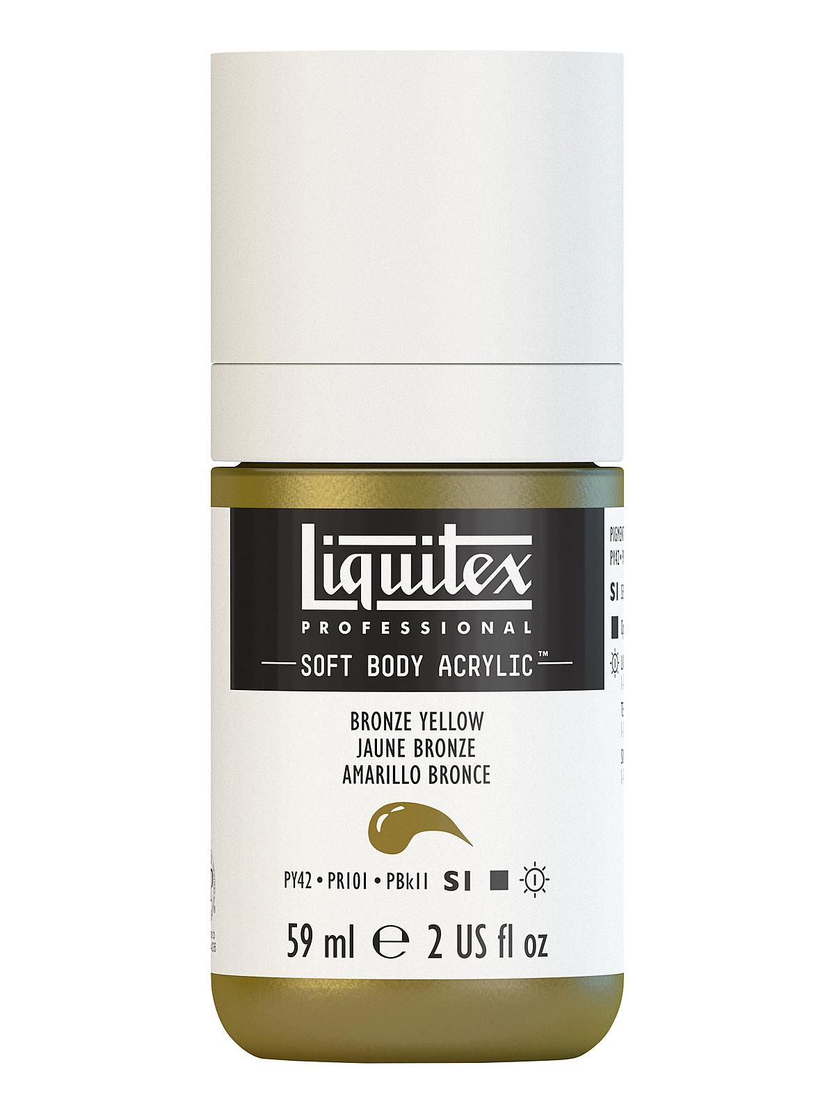 Professional Soft Body Acrylic Color Multi Cap Bottles bronze yellow 2 oz.