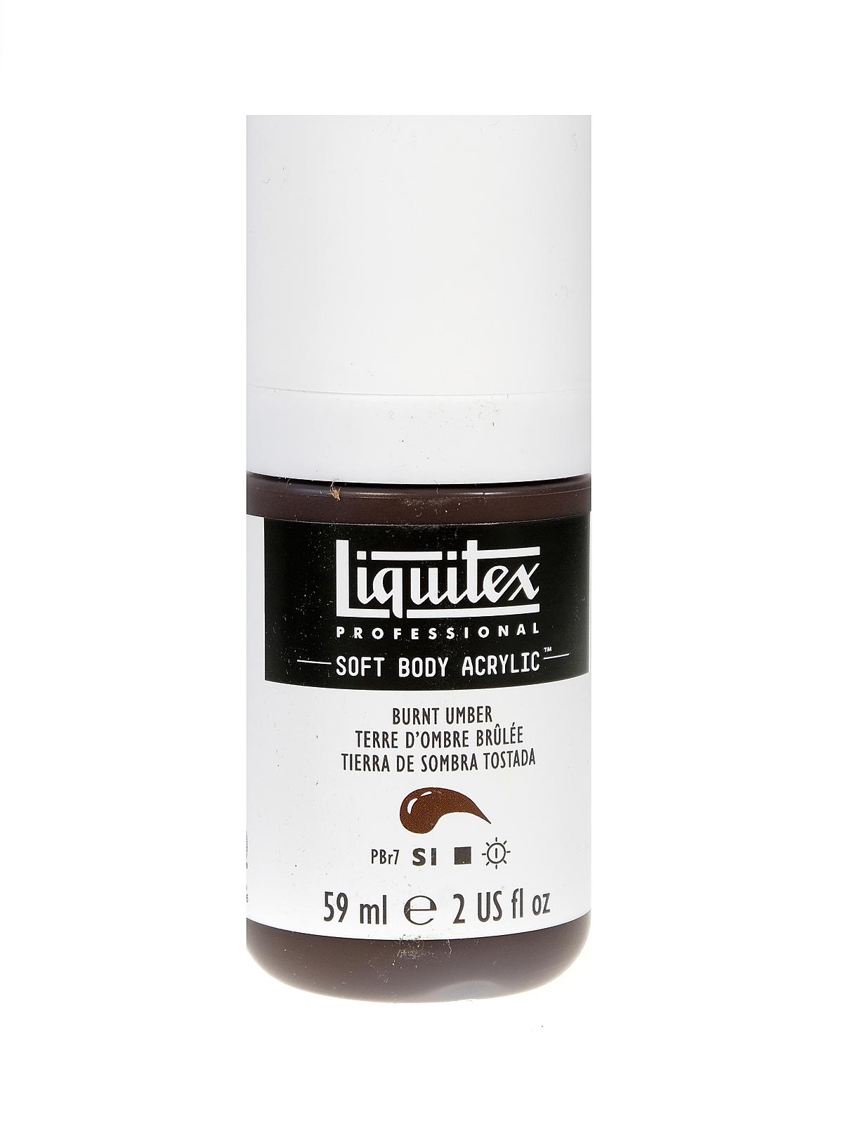 Professional Soft Body Acrylic Color Multi Cap Bottles burnt umber 2 oz.