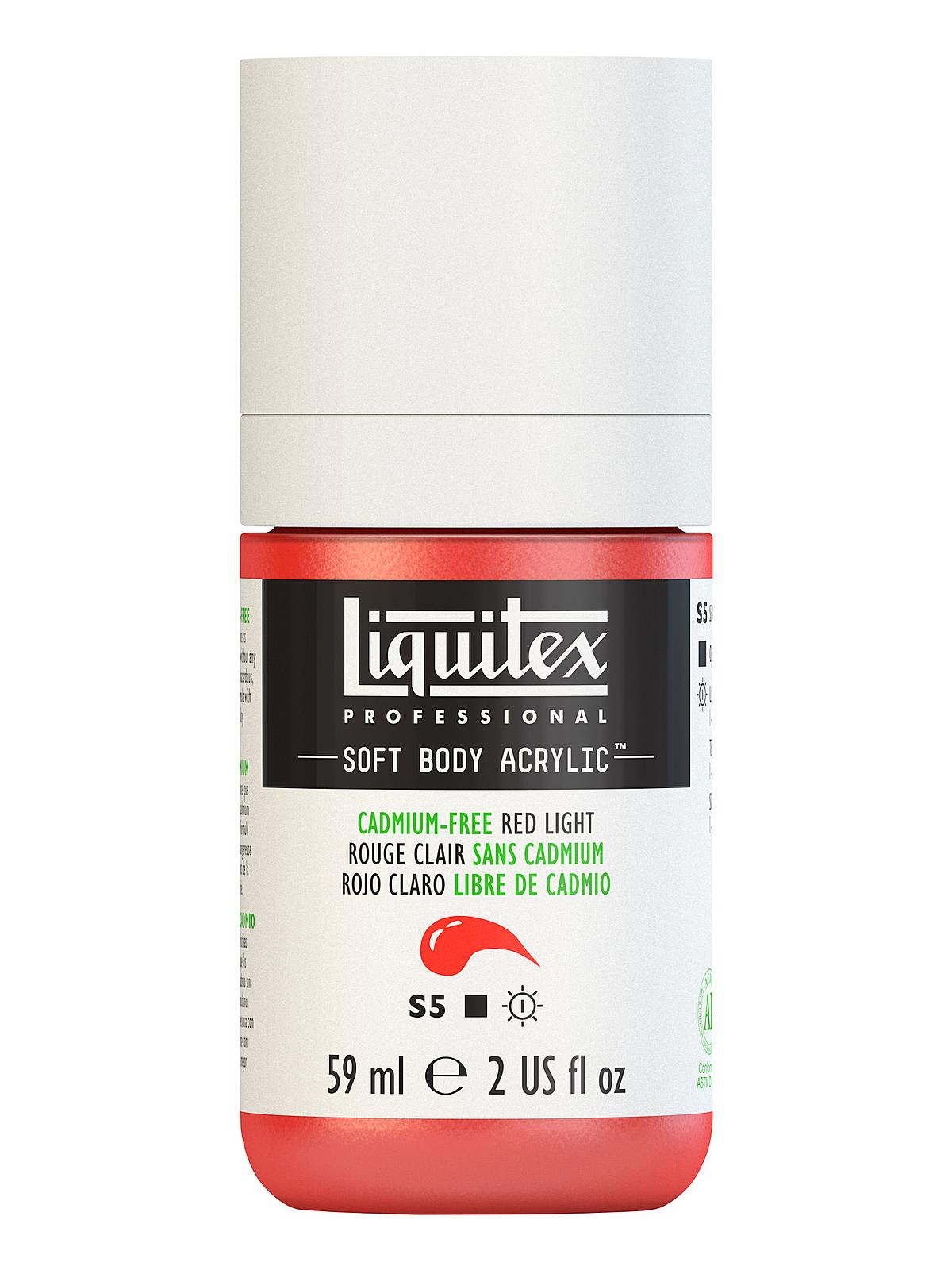 Professional Soft Body Acrylic Color Multi Cap Bottles cadmium free red light 2 oz.
