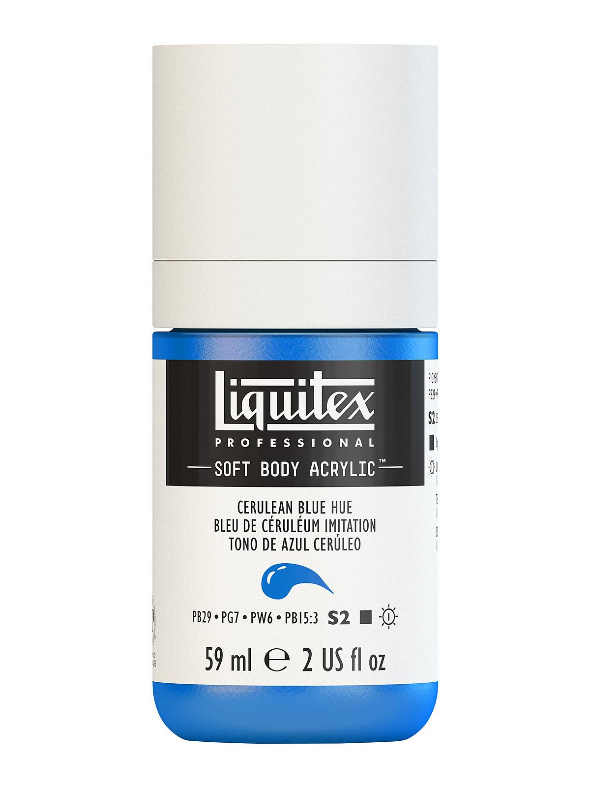 Professional Soft Body Acrylic Color Multi Cap Bottles cerulean blue hue 2 oz.