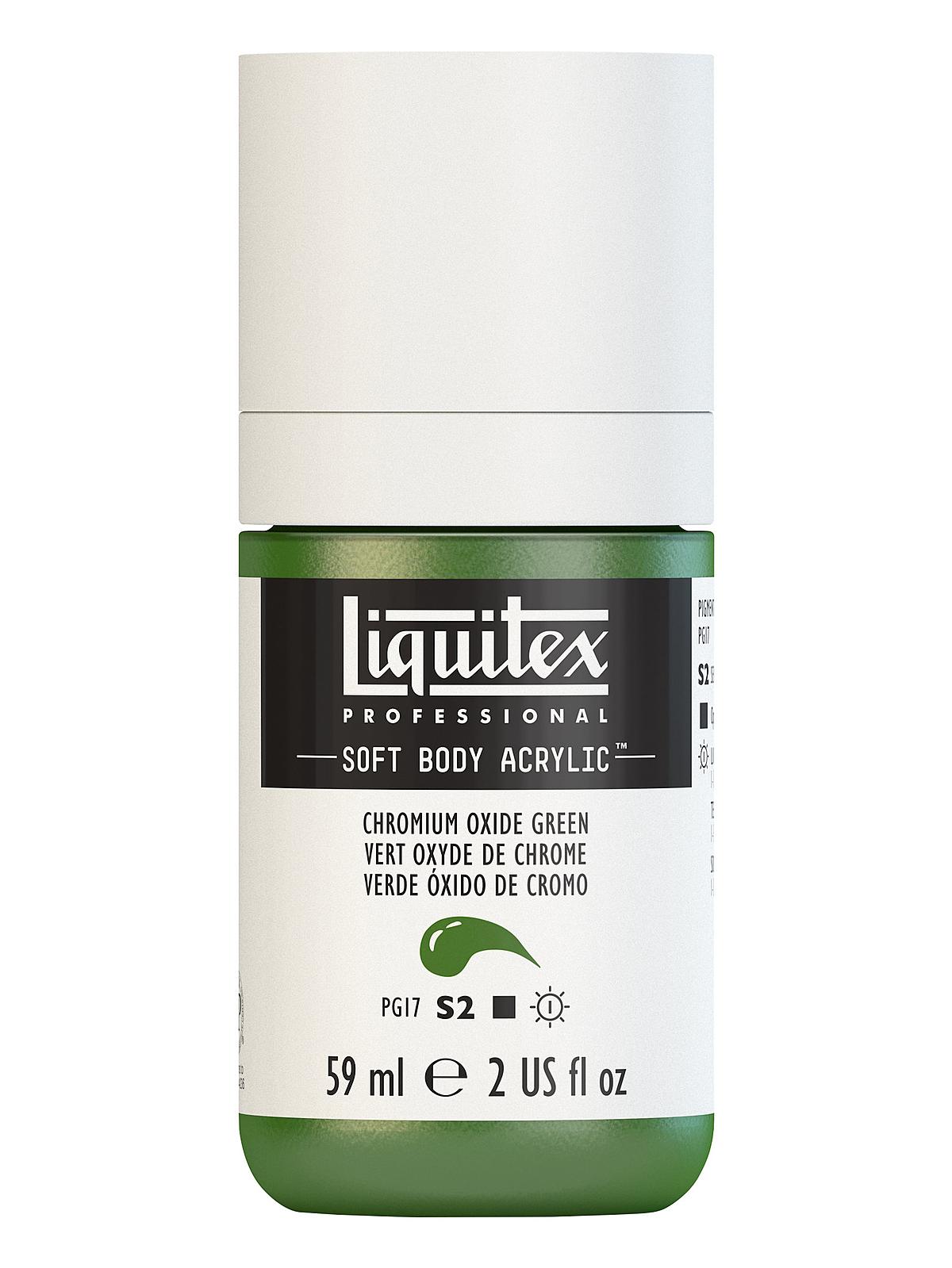 Professional Soft Body Acrylic Color Multi Cap Bottles chromium oxide green 2 oz.