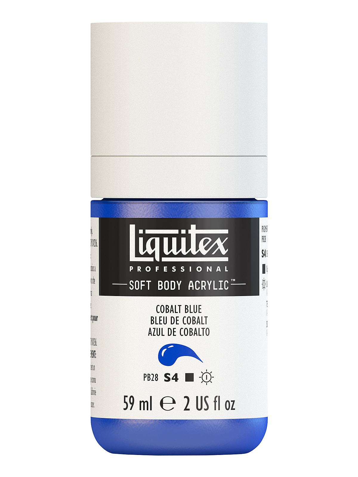 Professional Soft Body Acrylic Color Multi Cap Bottles cobalt blue 2 oz.