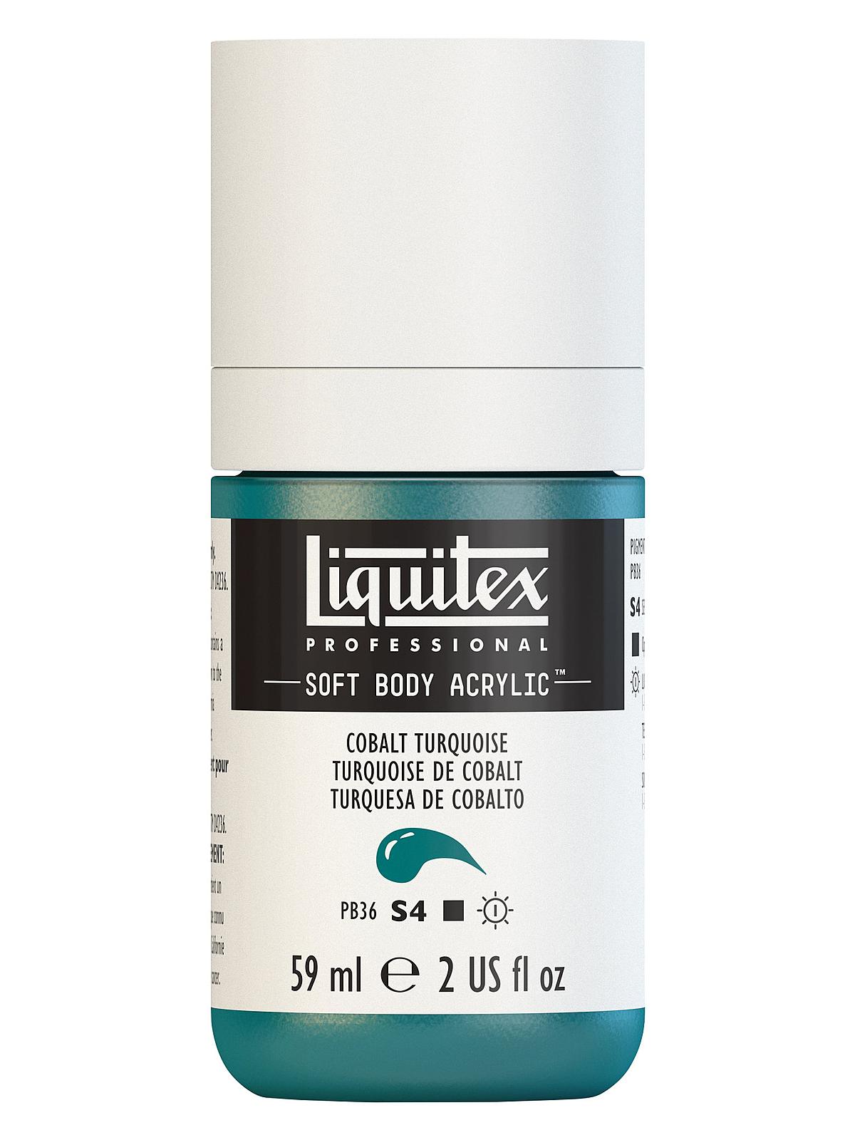 Professional Soft Body Acrylic Color Multi Cap Bottles cobalt turquoise 2 oz.