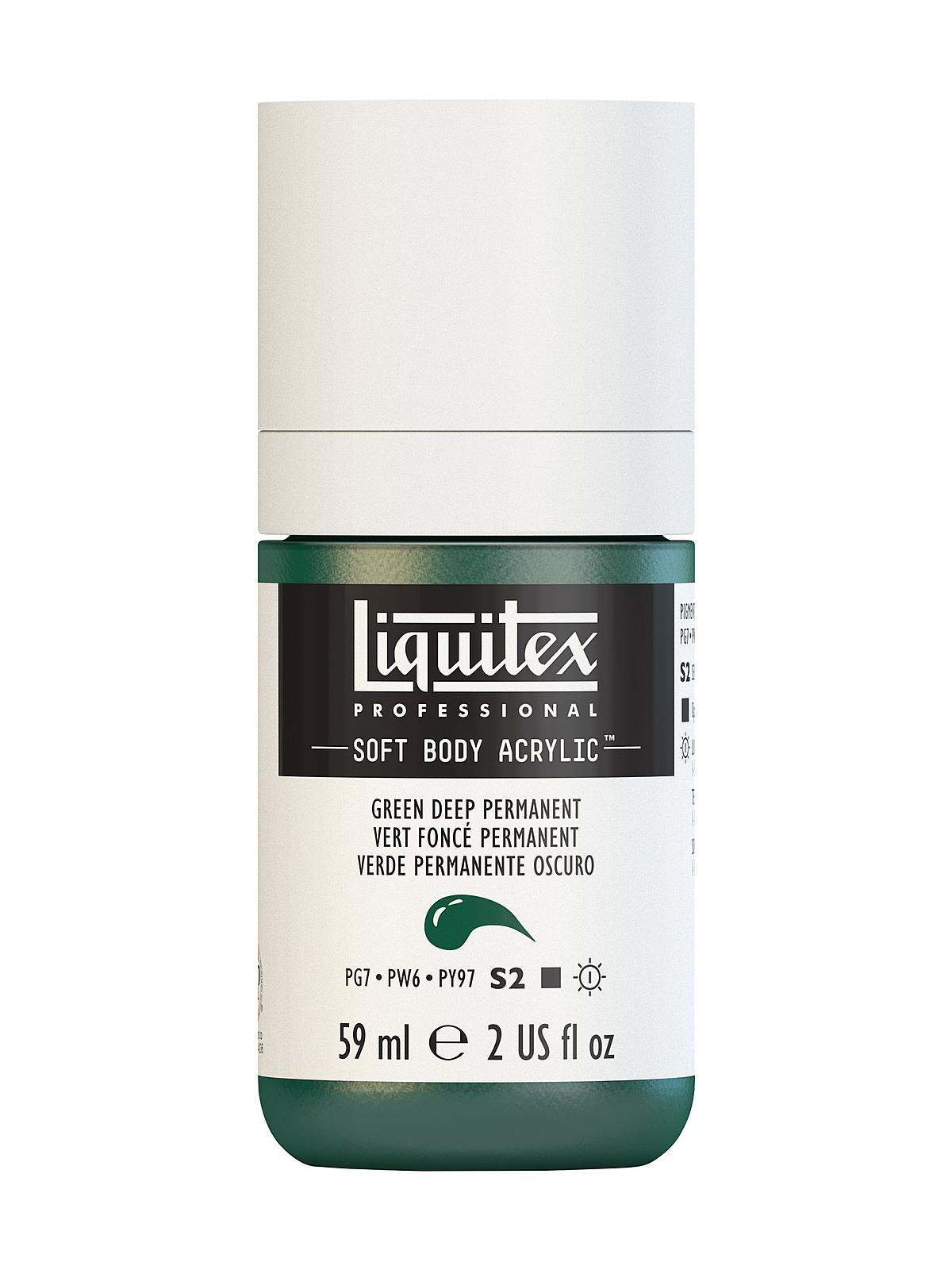 Professional Soft Body Acrylic Color Multi Cap Bottles deep green permanent 2 oz.