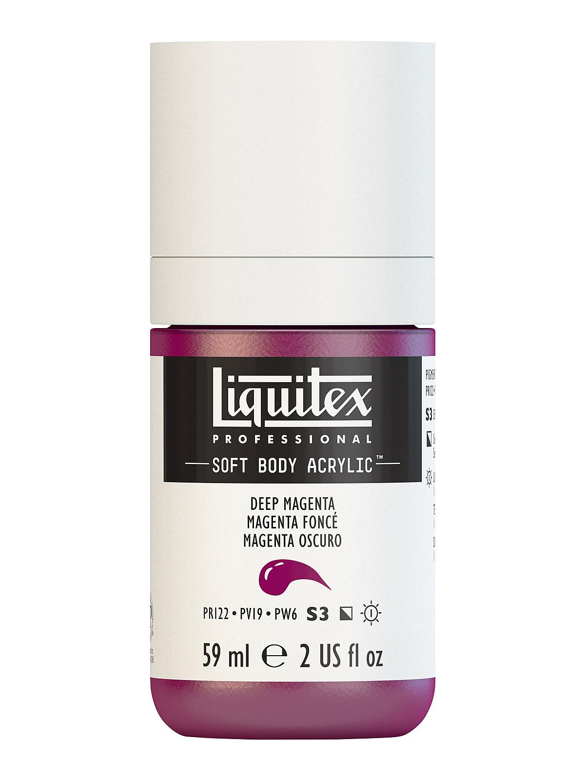 Professional Soft Body Acrylic Color Multi Cap Bottles deep magenta 2 oz.