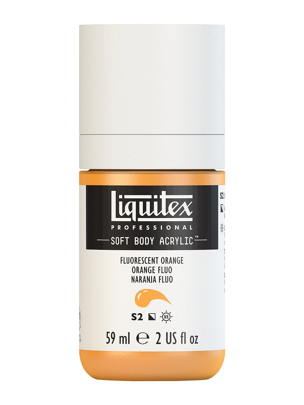 Professional Soft Body Acrylic Color Multi Cap Bottles fluorescent orange 2 oz.