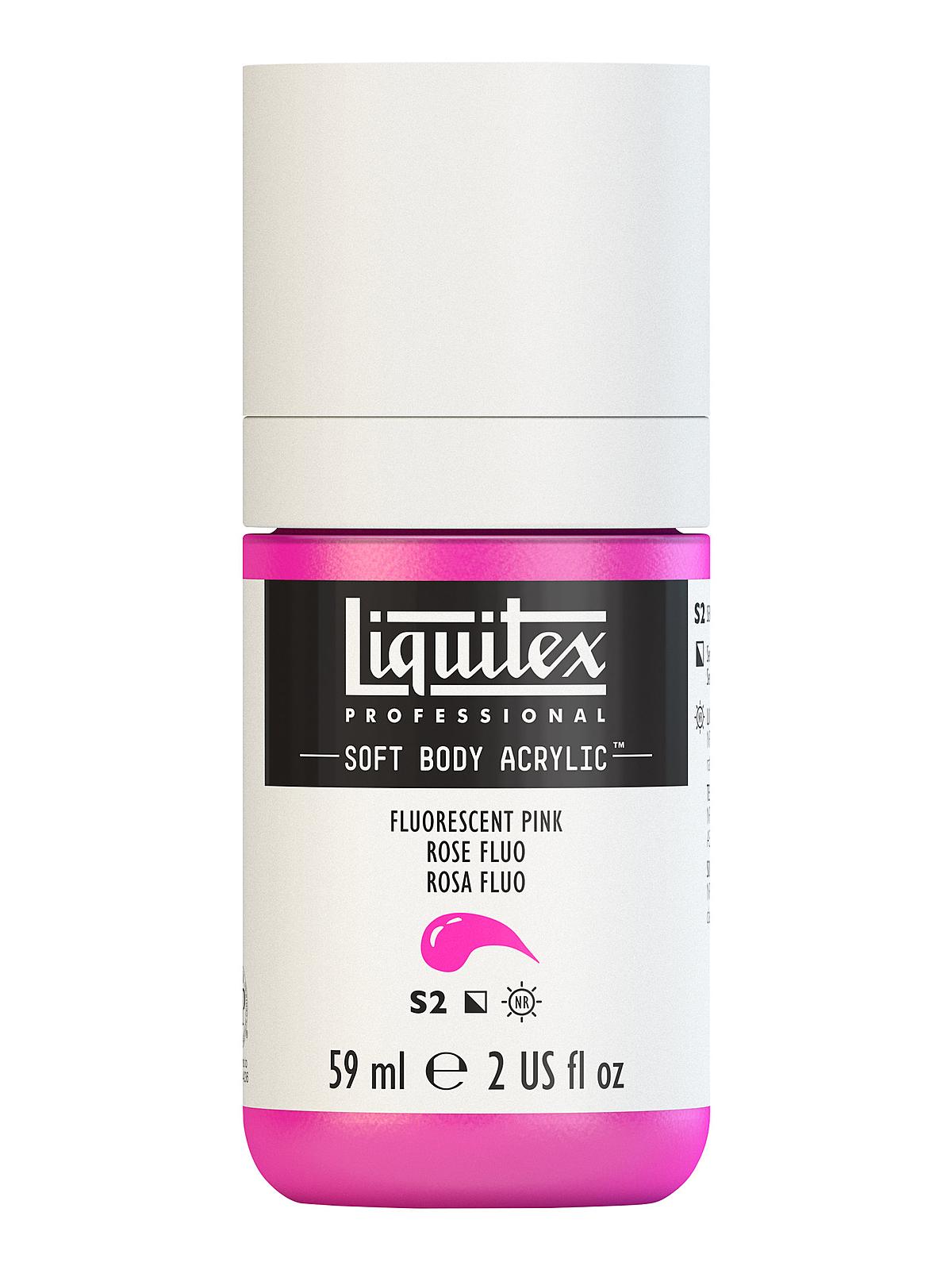 Professional Soft Body Acrylic Color Multi Cap Bottles fluorescent pink 2 oz.