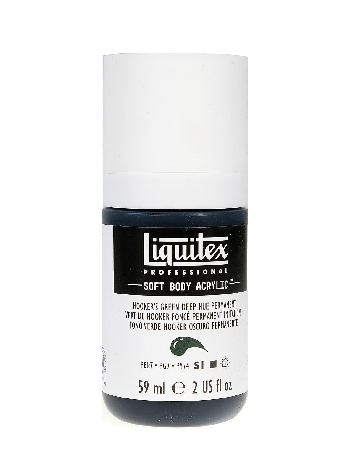 Professional Soft Body Acrylic Color Multi Cap Bottles Hooker's green deep hue permanent 2 oz.