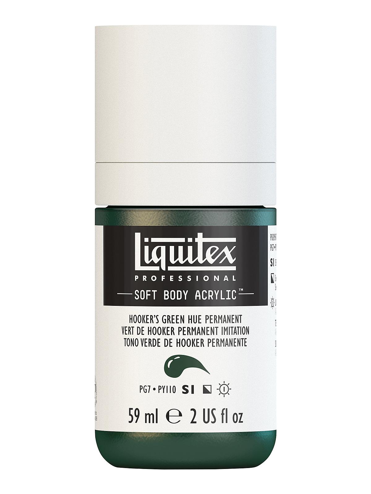 Professional Soft Body Acrylic Color Multi Cap Bottles Hooker's green hue permanent 2 oz.