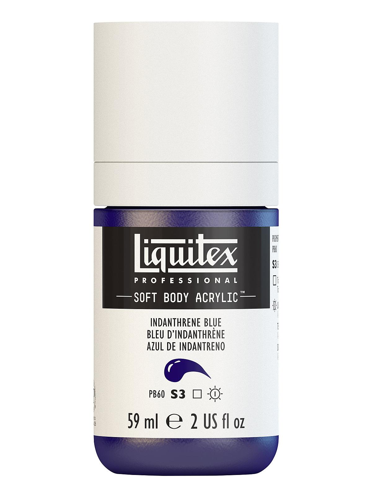 Professional Soft Body Acrylic Color Multi Cap Bottles indantherene blue 2 oz.